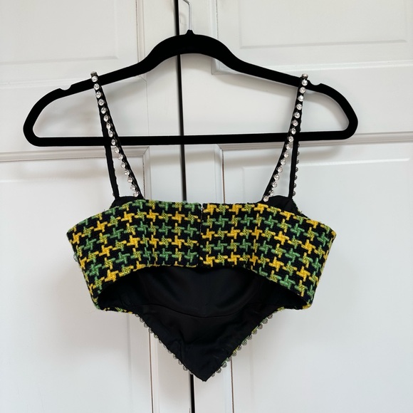 AREA NYC ✨GREEN TWEED CRYSTAL HEART TOP - Picture 10 of 15